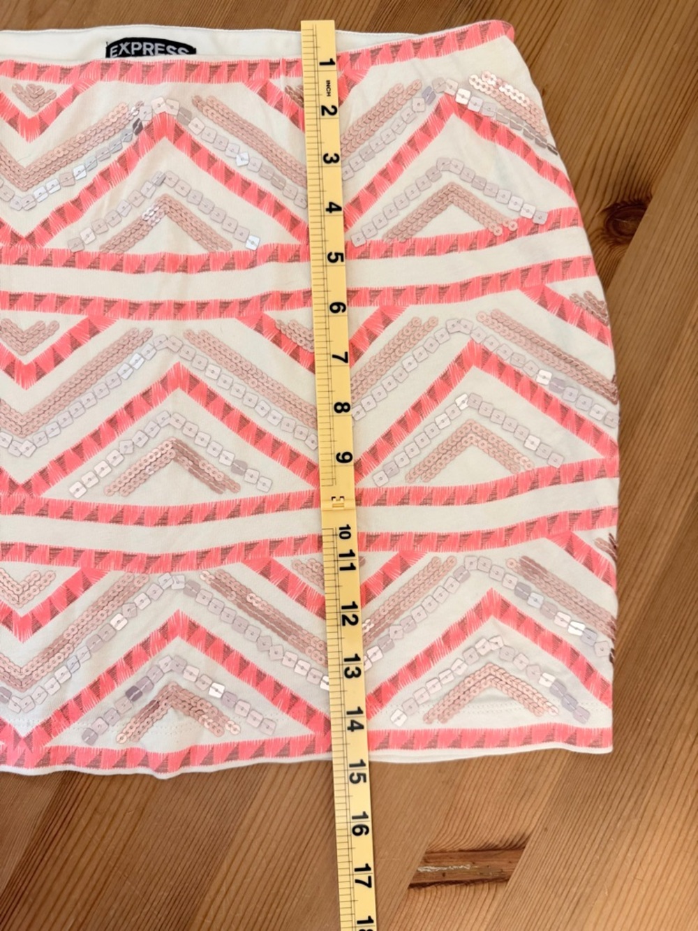 Express Sequin Mini Skirt Chevron Size Small Silver Gold Festival Geometric - Picture 7 of 7
